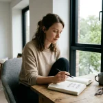 an image showing a person sitting anxious