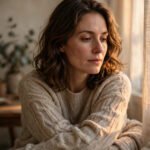Person sitting quietly in soft warm light reflecting on self-blame, for why do I blame myself for everything