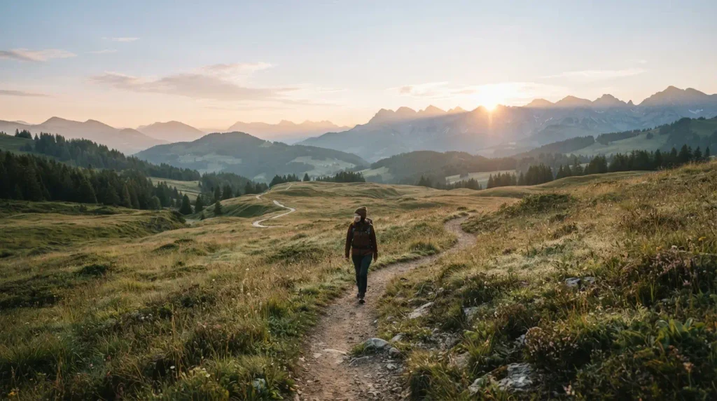 Person walking alone at sunrise while healing from a breakup and finding a new sense of peace