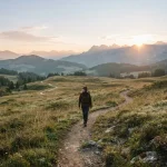 Person walking alone at sunrise while healing from a breakup and finding a new sense of peace