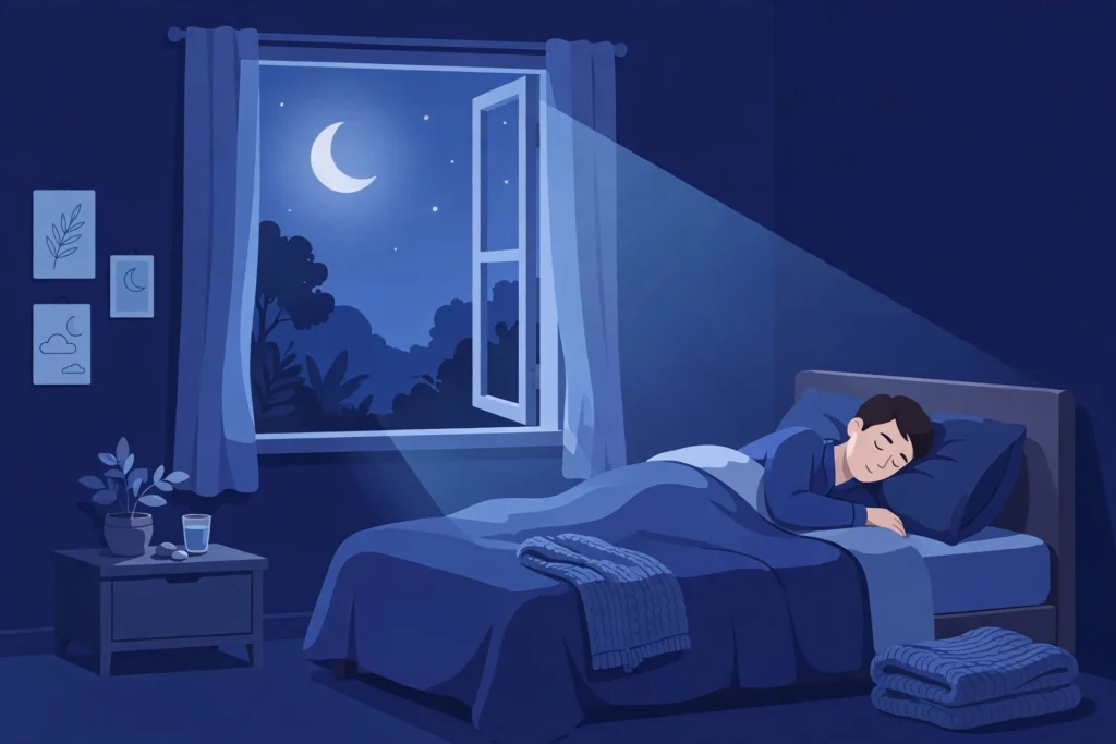 Person sleeping peacefully while learning to calm anxiety at night