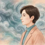 Illustration of a composed person with a subtle inner storm, representing what high-functioning anxiety feels like
