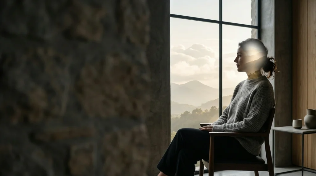 Thoughtful person reflecting peacefully to represent mind related quotes, mental strength, and inner peace.